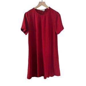 Everlane The Japanese Go Weave A -Line Dress Red Short Sleeve Size 6